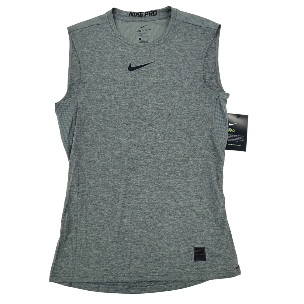 Nike Pro Dri-FIT Tank Mens S Gray Sleeveless Fitted Training Shirt 838087-091